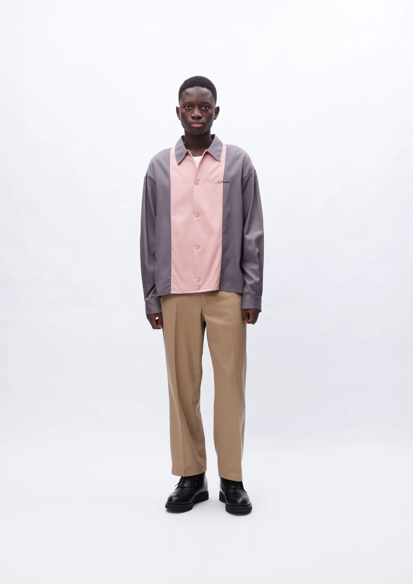 Bicolor Rayon Shirt Ls